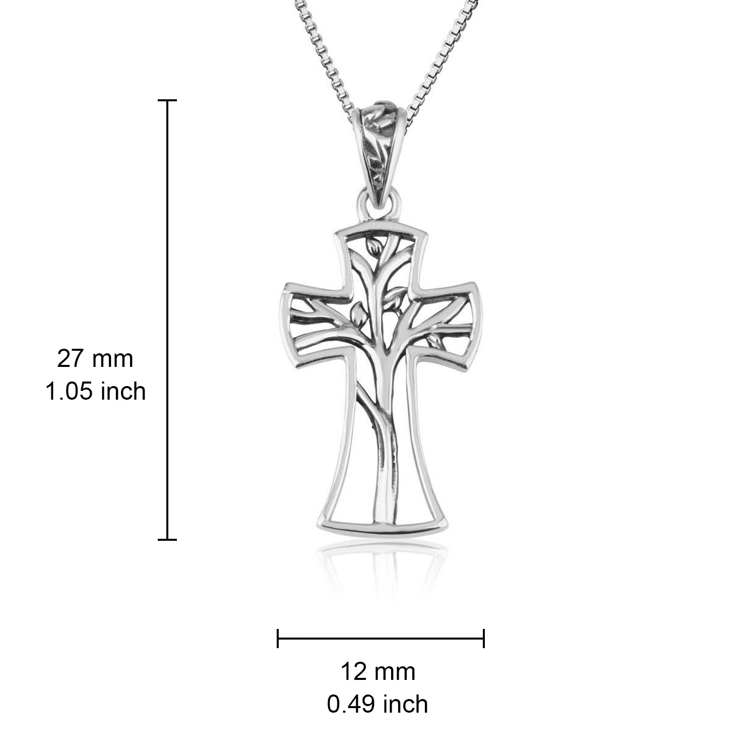 Tree of Life Cross Necklace in 925 Sterling Silver - Unisex