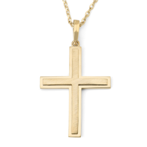 14K Gold Stacked Latin Cross Pendant Necklace in Yellow or White Gold - Unisex 