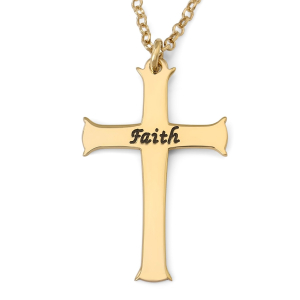 Custom Name Fleury Cross Necklace in 925 Sterling Silver or Gold Plating