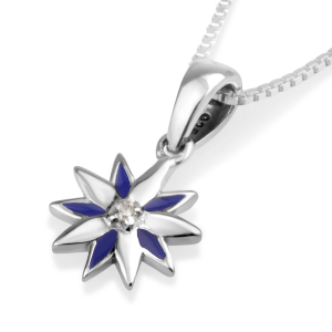 Star of Bethlehem Necklace in 925 Sterling Silver with Blue Enamel and Zircon