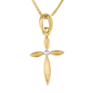 18K Gold-Plated Petal Cross Necklace in 925 Sterling Silver