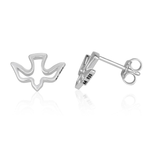 Holy Spirit Dove Stud Earrings in 925 Sterling Silver 
