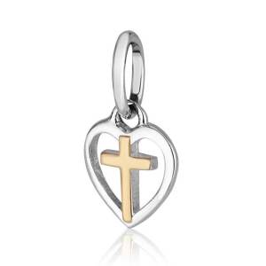Women's Cross Necklace with Cross-in-Heart Charm in 18K Gold Plating and 925 Sterling Silver
