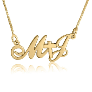 Custom Script Initial Cross Necklace 24K Gold Plated or 925 Sterling Silver