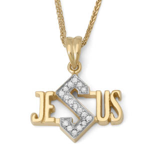 Diamond Jesus Women's Pendant Necklace in 14K Gold 