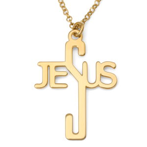 Stylised Jesus Cross Necklace in 925 Sterling Silver or 24K Gold Plating