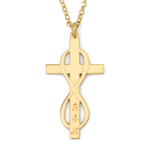 Custom Initials Infinity Cross Necklace in 925 Sterling Silver or Gold Plating