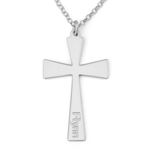 Custom Name Flared Latin Cross Necklace in Sterling Silver or Gold Plating