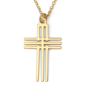 Triple-Bar Latin Cross Necklace in 925 Sterling Silver or Gold Plating
