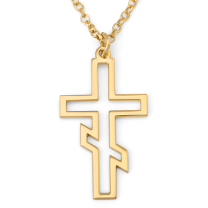 Orthodox Outline Cross Necklace in 925 Sterling Silver or 24K Gold Plating