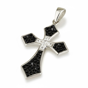 Modern Flared Cross Pendant for Men Rhodium Plated 925 Sterling Silver