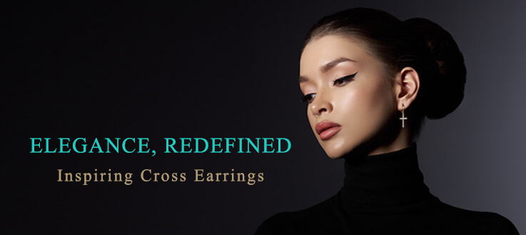 Silver White Gold Cross Earrings Silver White Gold Cross Earrings