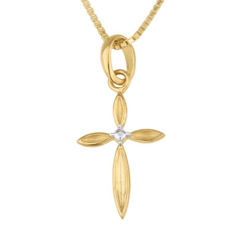 18K Gold-Plated Petal Cross Necklace in 925 Sterling Silver