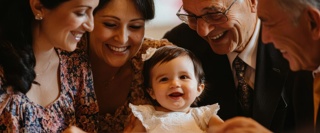 Families celebrating baptism