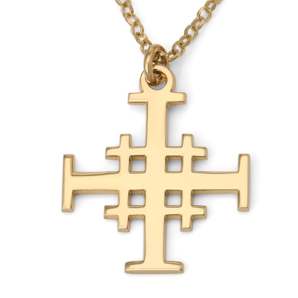 Jerusalem Cross Necklace in 925 Sterling Silver or 24K Gold Plating