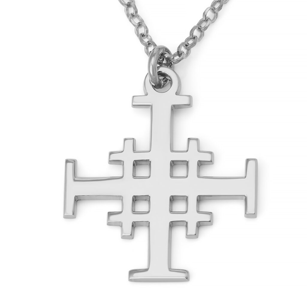Jerusalem Cross Necklace in 925 Sterling Silver or 24K Gold Plating