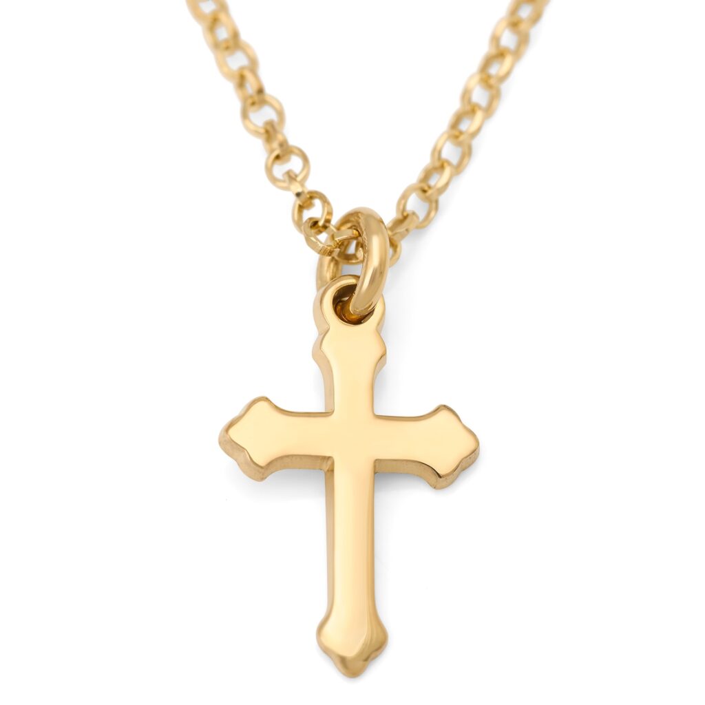Dainty 24K Gold-Plated Fleury Cross Necklace in 925 Sterling Silver